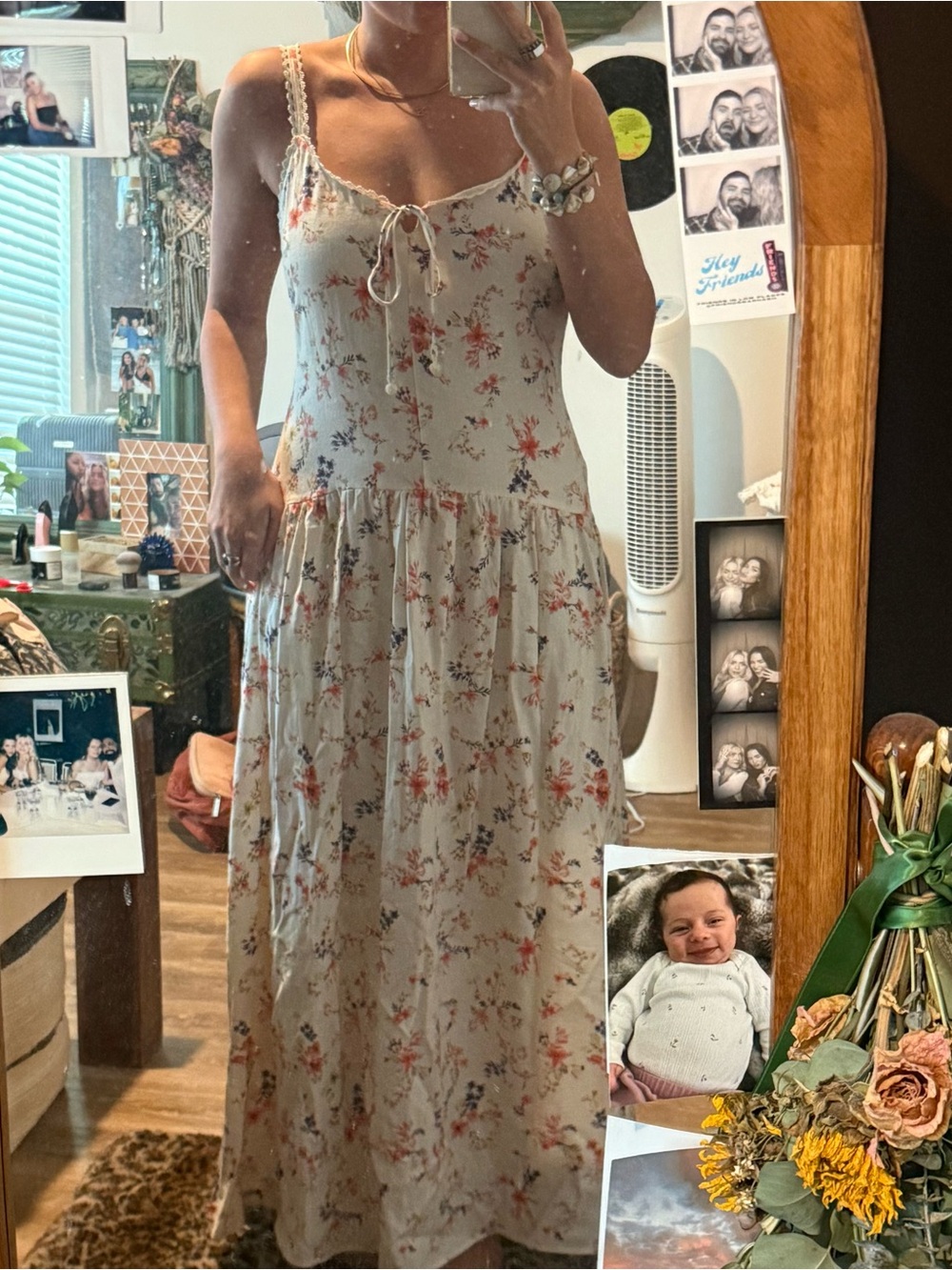 Caroline Constas Cream Floral Tie-Front Maxi Dress